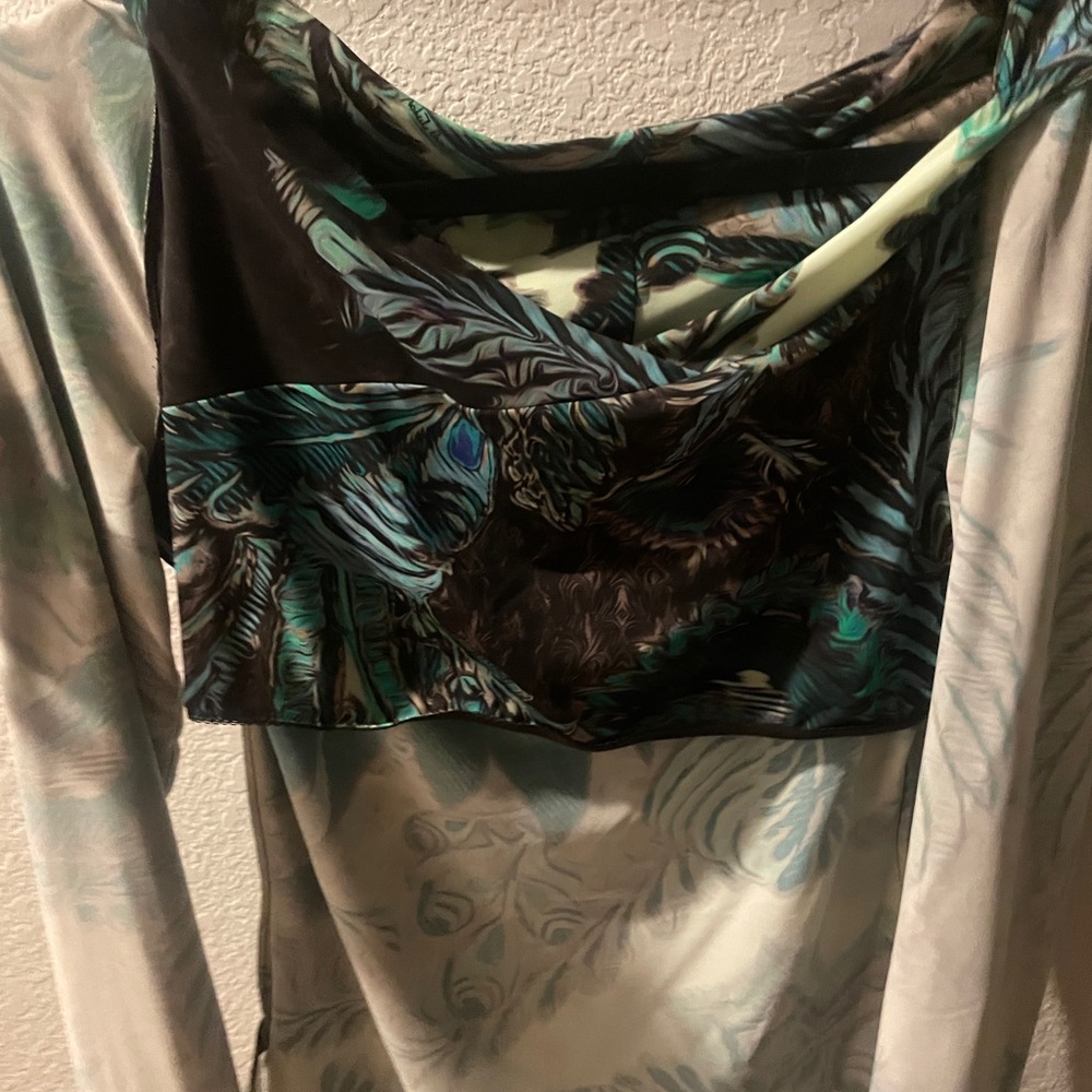 Roberto Cavalli green psychedelic leaf print top - Picture 3 of 8